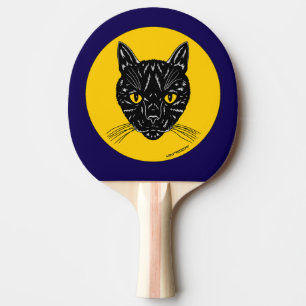Raquette De Ping Pong Tête de chat noir