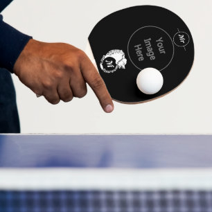 Raquette De Ping Pong Tête de loup blanc tribal Silhouette Laurel Monogr