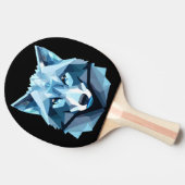 Raquette De Ping Pong Tête de loup géométrique bleue (Côté)