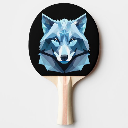 Raquette De Ping Pong Tête de loup géométrique bleue (Devant)