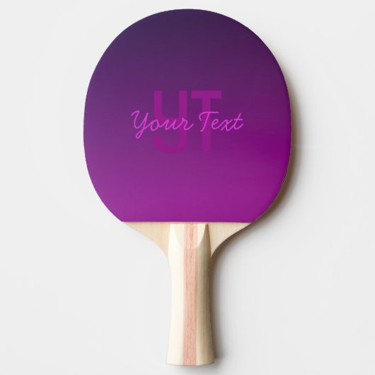Raquette De Ping Pong Texte monogramme modifiable moderne & Ombre violet (Devant)