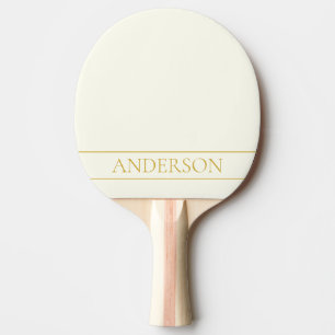 Raquette De Ping Pong Texte personnalisable élégant Or sur fond blanc