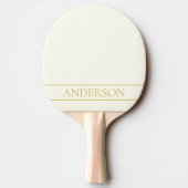Raquette De Ping Pong Texte personnalisable simple et élégant | Or blanc (Dos)