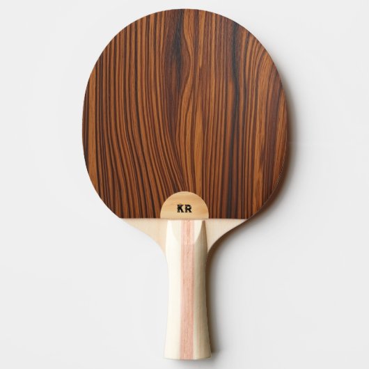 Raquette De Ping Pong Texture en bois Brown foncé Monogramme personnalis
