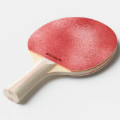 Raquette De Ping Pong Texture en verre chatoyant rouge iridescente (Devant Angle)