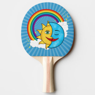 Raquette De Ping Pong Thème céleste Sun Moon Rainboow