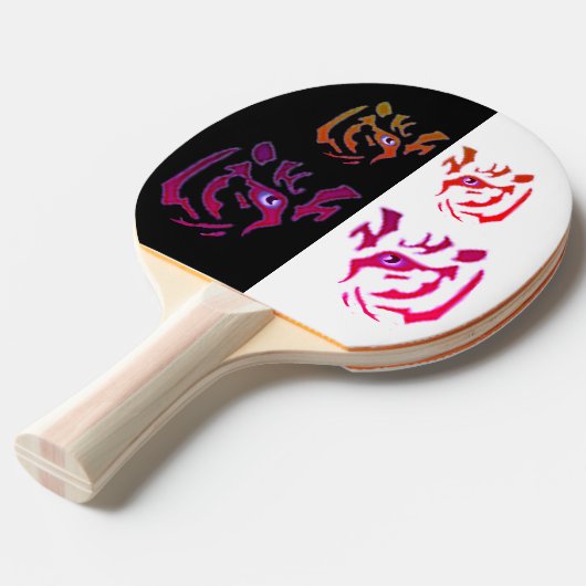 Raquette De Ping Pong Tiger face noir et blanc double face (Devant Angle)