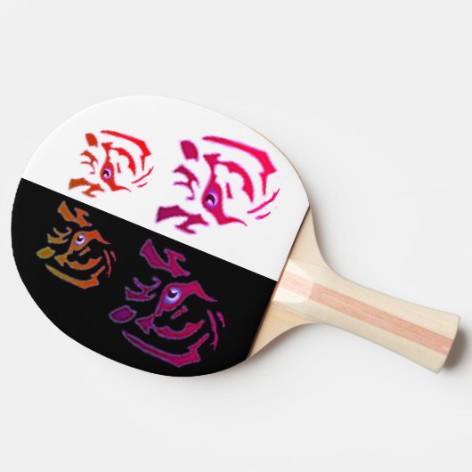 Raquette De Ping Pong Tiger face noir et blanc double face (Côté)