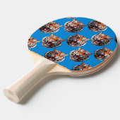 Raquette De Ping Pong Tiger Head Pattern Design Blue  (Devant Angle)