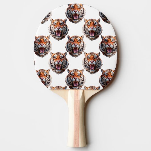 Raquette De Ping Pong Tiger Head Pattern Design - White   (Dos)