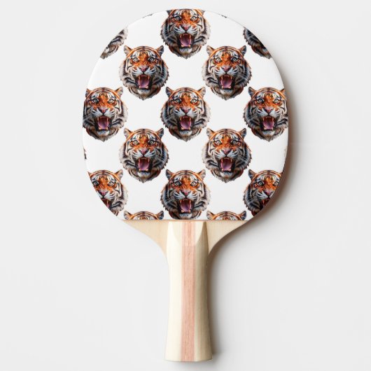 Raquette De Ping Pong Tiger Head Pattern Design - White   (Devant)