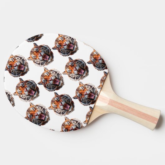 Raquette De Ping Pong Tiger Head Pattern Design - White   (Côté)