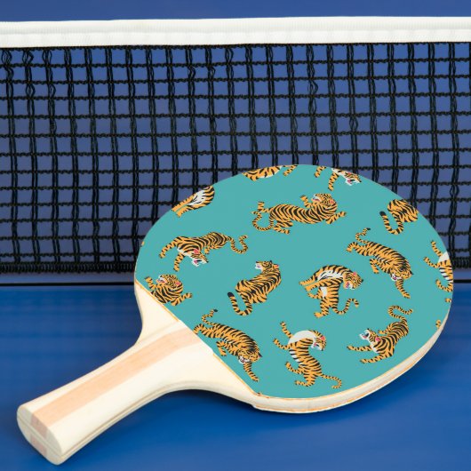 Raquette De Ping Pong Tiger sur Motif Turquoise (Insitu)