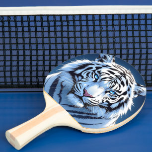 Raquette De Ping Pong Tigre blanc aux yeux bleus