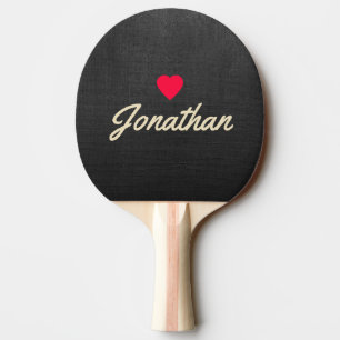 Raquette De Ping Pong Toile noire vintage cœur signature