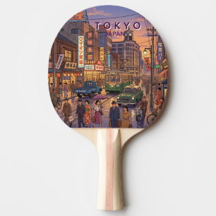 Raquette De Ping Pong Tokyo Japon Voyage Art Vintage