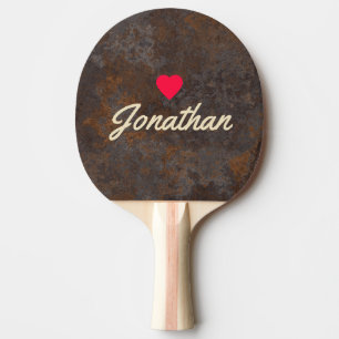 Raquette De Ping Pong Tôle métallique rouillée cœur vintage signature