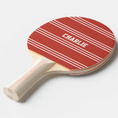 Raquette De Ping Pong Tomato Red Stripes pagaie monogramme personnalisé (Devant Angle)