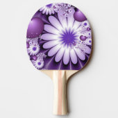 Raquette De Ping Pong Tomber dans l'amour Fleurs Abstraites et Coeurs Fr (Dos)