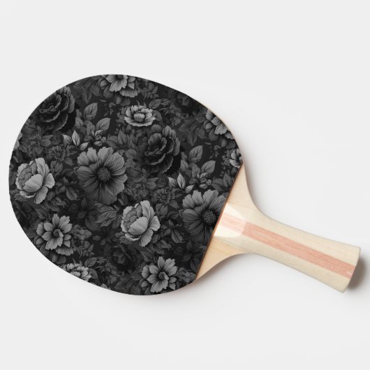 Raquette De Ping Pong Tons de gris floral (Dos Côté)