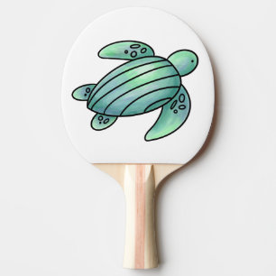 Raquette De Ping Pong tortue de mer peinte à l'aquarelle dessin animé bl