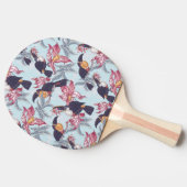 Raquette De Ping Pong Toucans avec les fleurs exotiques (Côté)