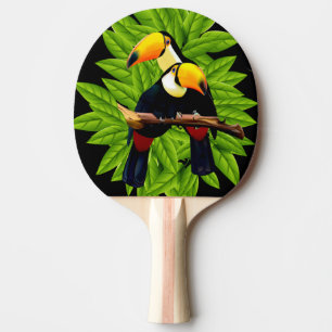 Raquette De Ping Pong Toucans exotiques en noir