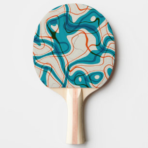 Raquette De Ping Pong Tourbillons turquoise et rouge