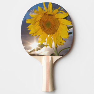 Raquette De Ping Pong Tournesol hybride soufflant au vent au crépuscule