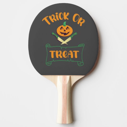 Raquette De Ping Pong Tracer ou traiter les os croisés Halloween visage (Devant)