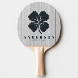 Raquette De Ping Pong Trèfle à quatre feuilles en bois gris poli avec no