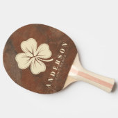 Raquette De Ping Pong Trèfle à quatre feuilles en grès brun avec nom (Côté)