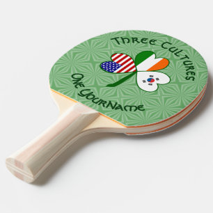 Raquette De Ping Pong Trèfle S. Corée Irlande États-Unis Drapeaux Person