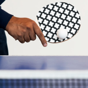 Raquette De Ping Pong Trellis blanc et noir, treillis, Quatrefoil