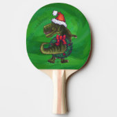 Raquette De Ping Pong TRex à Santa Hat sur Green (Dos)