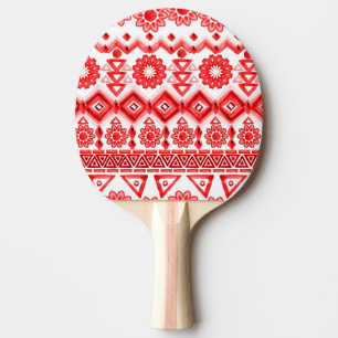 Raquette De Ping Pong Tribus rouge, motif ethnique aquarelle.
