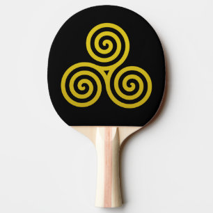Raquette De Ping Pong Triple spirale dorée sur fond noir