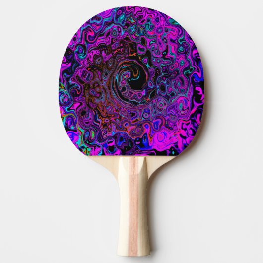 Raquette De Ping Pong Trippy Black et Magenta Retro Liquid Swirl (Devant)