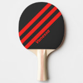 Raquette De Ping Pong Trois bandes noires rétro avec nom (Devant)