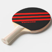 Raquette De Ping Pong Trois bandes noires rétro avec nom (Devant Angle)