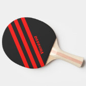 Raquette De Ping Pong Trois bandes noires rétro avec nom (Côté)