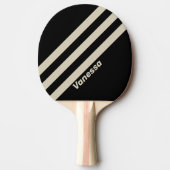 Raquette De Ping Pong Trois rayures rétro de minuit avec nom (Devant)