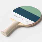 Raquette De Ping Pong Trois tons bleu profond moderne avec nom (Devant Angle)