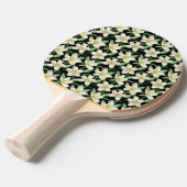 Raquette De Ping Pong Tropical continu motif fleurs blanches feuille ver (Devant Angle)