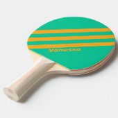 Raquette De Ping Pong Tropical Retro Stripes avec nom (Devant Angle)