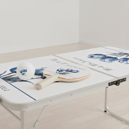 Raquette De Ping Pong Tulipes dans Delft Blue personnalisable