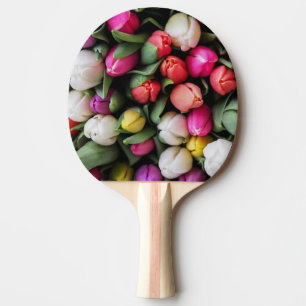 Raquette De Ping Pong Tulipes Fleurs colorées Printemps de Pâques