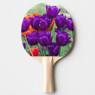 Raquette De Ping Pong Tulipes violettes foncées par une journée ensoleil