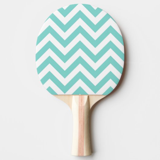 Raquette De Ping Pong Turquoise Aqua White Large Chevron ZigZag (Devant)