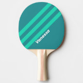 Raquette De Ping Pong Turquoise Beach Breeze Stripes avec nom (Devant)